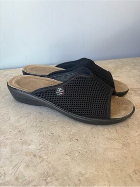 Fly Flot Sandals Women's 39 8 Black Knit Atella Slip On Open Toe Made In Italy